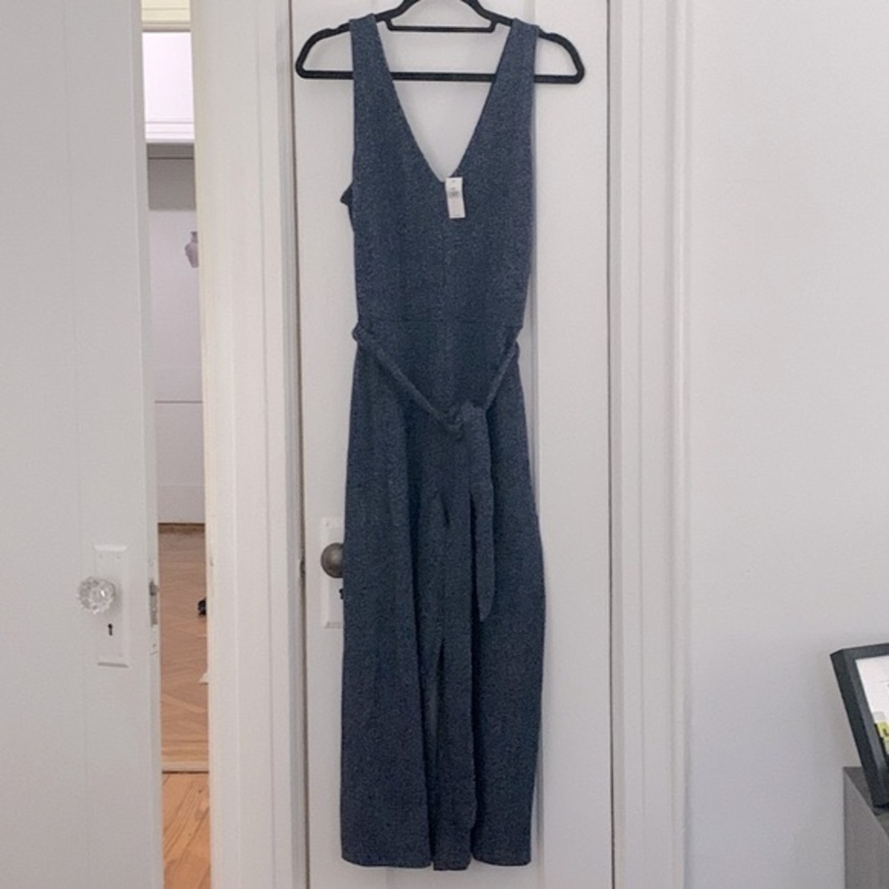 Gap Blue Knit Tie-Waist Jumpsuit- size L